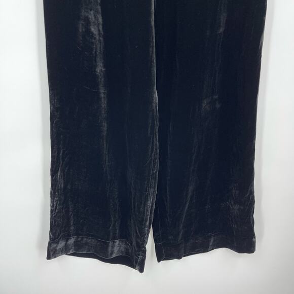 Sleeping with Jacques | Dinner Party Silk Velvet Wide Leg Pants in Black 1 / S - Picture 11 of 15